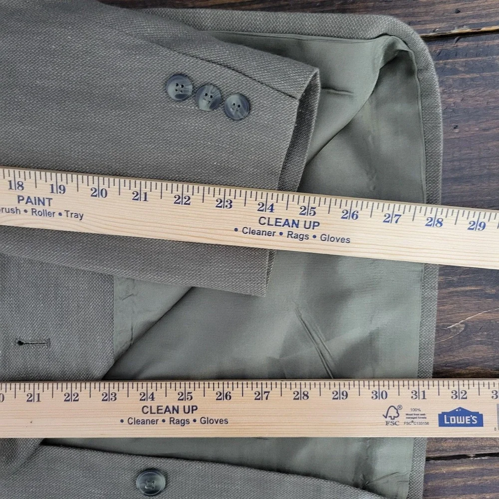 Claiborne Men's Sport Coat Blazer‎ Two Button Green Cotton Linen Blend 40R